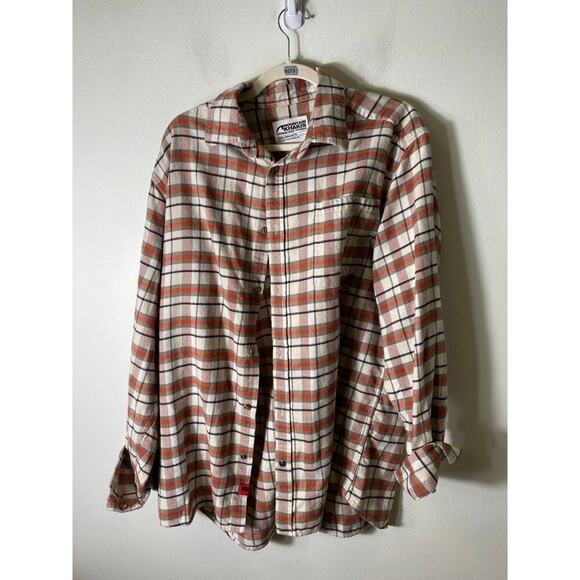 Men's Mountain Khakis Orange Checked Button Down Sz L - Picture 1 of 3